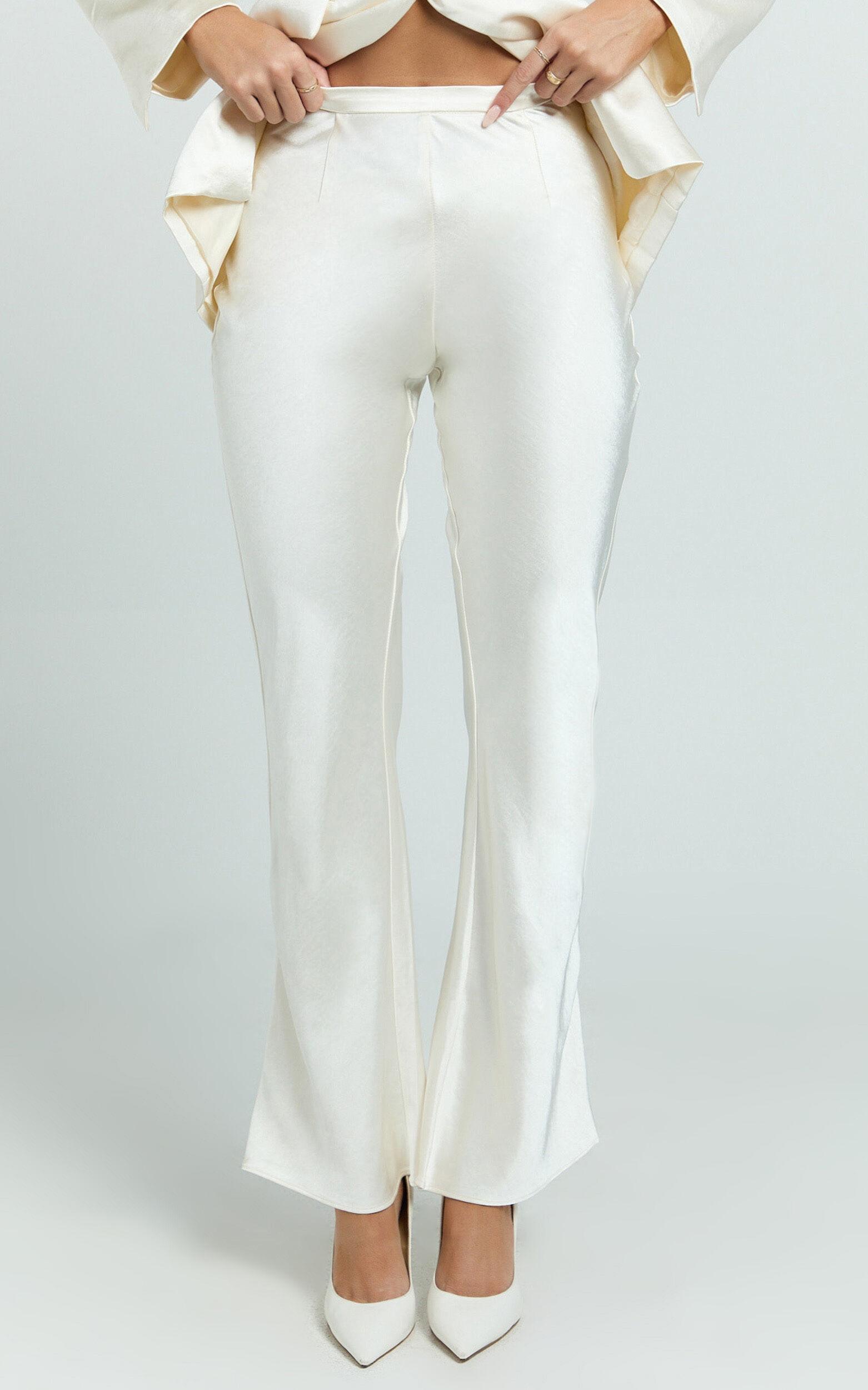 Jagger Pants - Flared Bias Cut Pants in Pearl Product Image