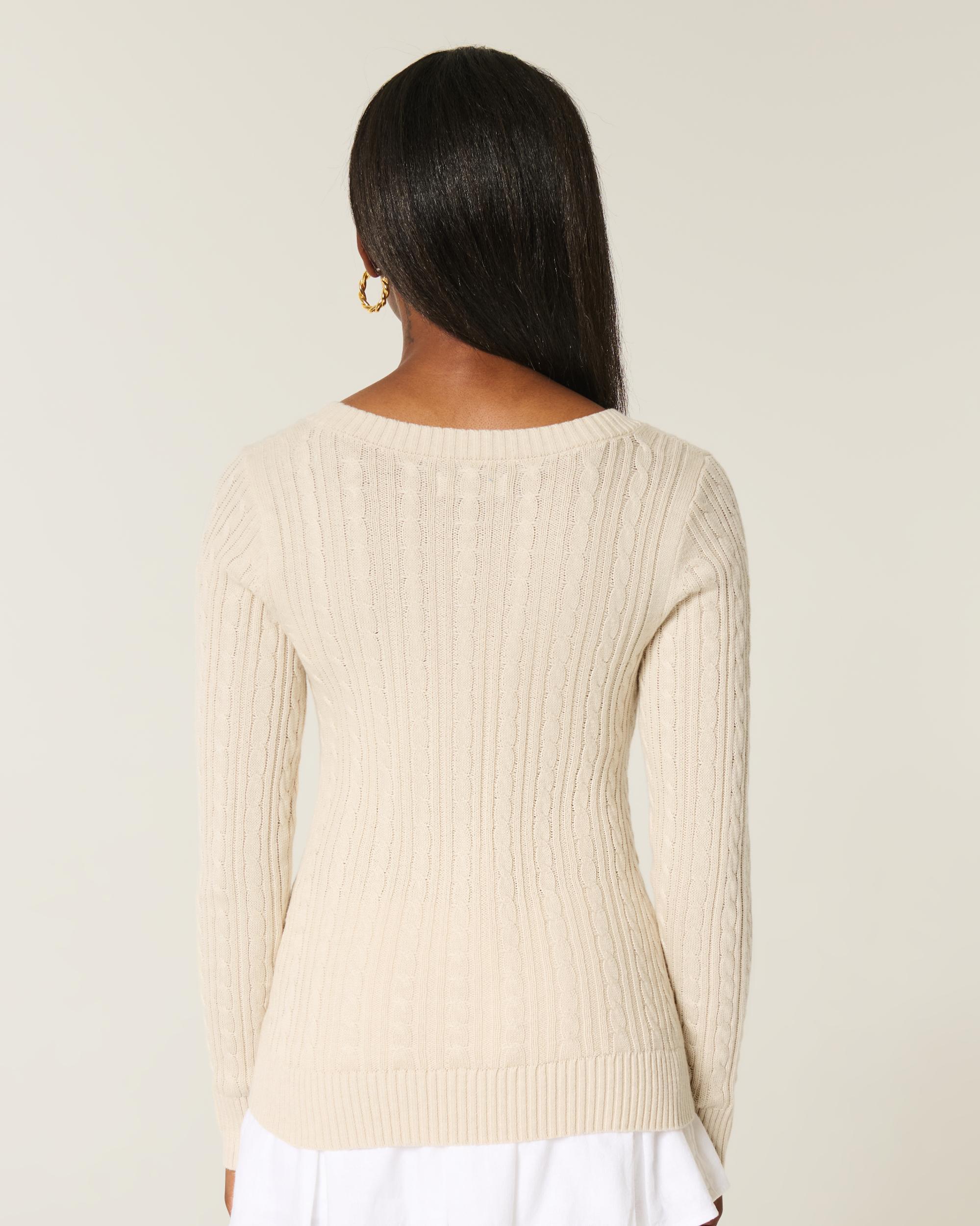 Cable-Knit Icon V-Neck Sweater Product Image