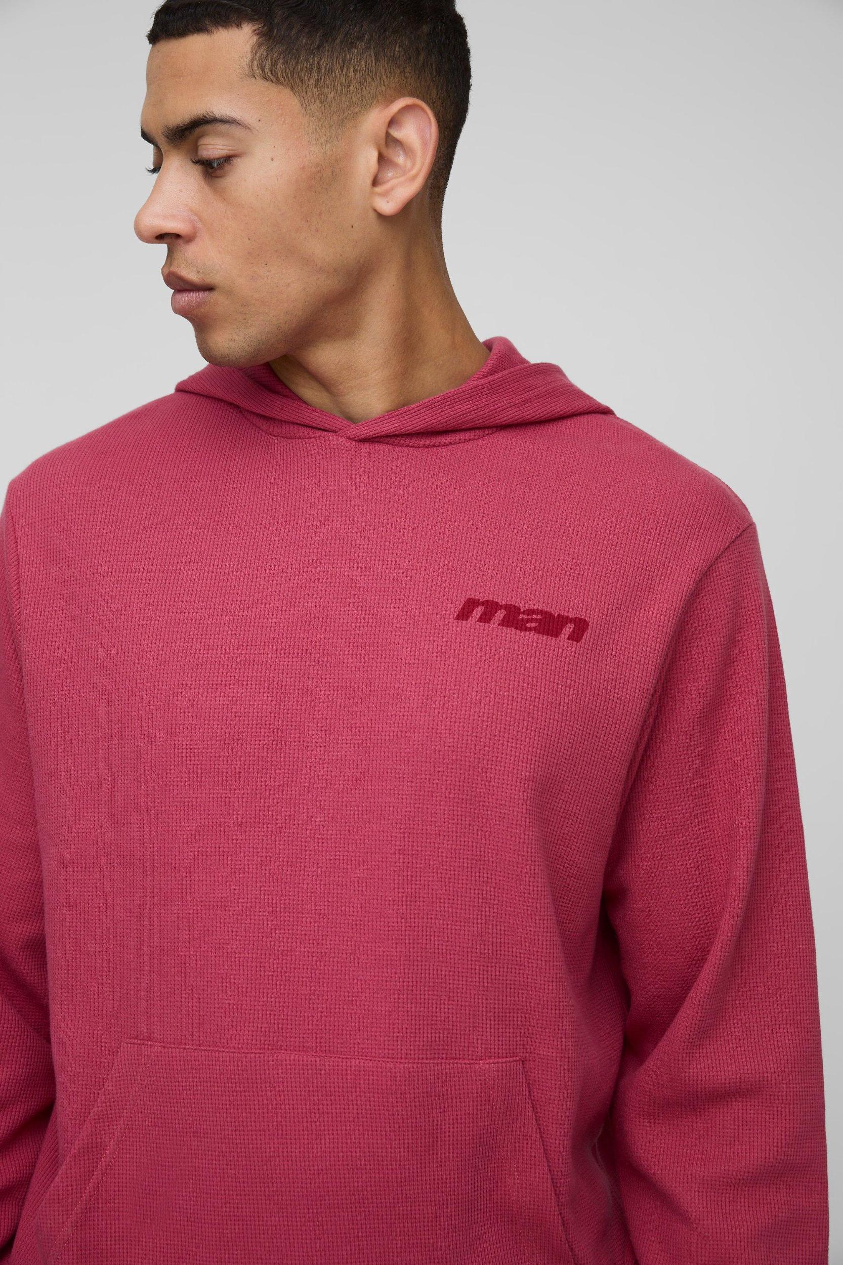 Regular Fit Waffle MAN Varsity Hoodie | boohooMAN USA Product Image