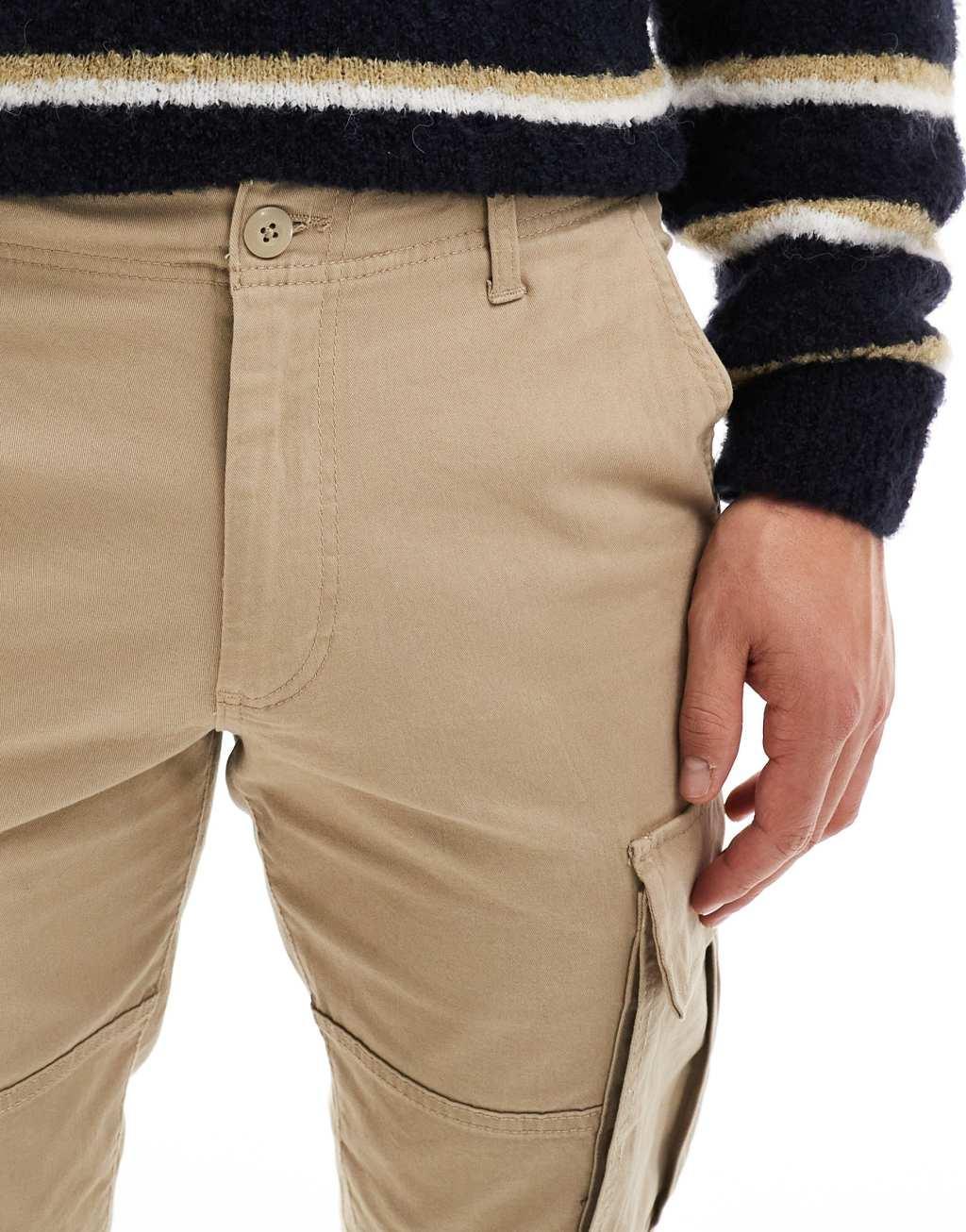 JJ Rebel cuffed cargo pants in beige Product Image