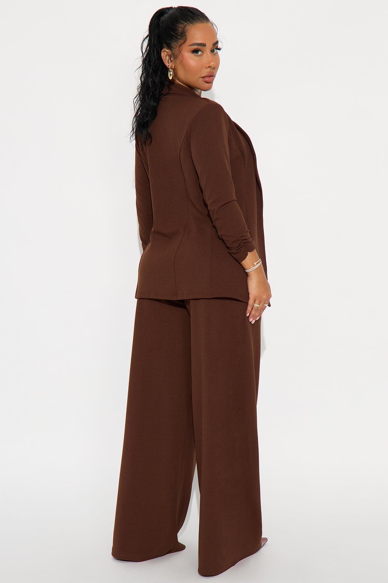 Reaching Goals Blazer Pant Set - Brown Female Product Image