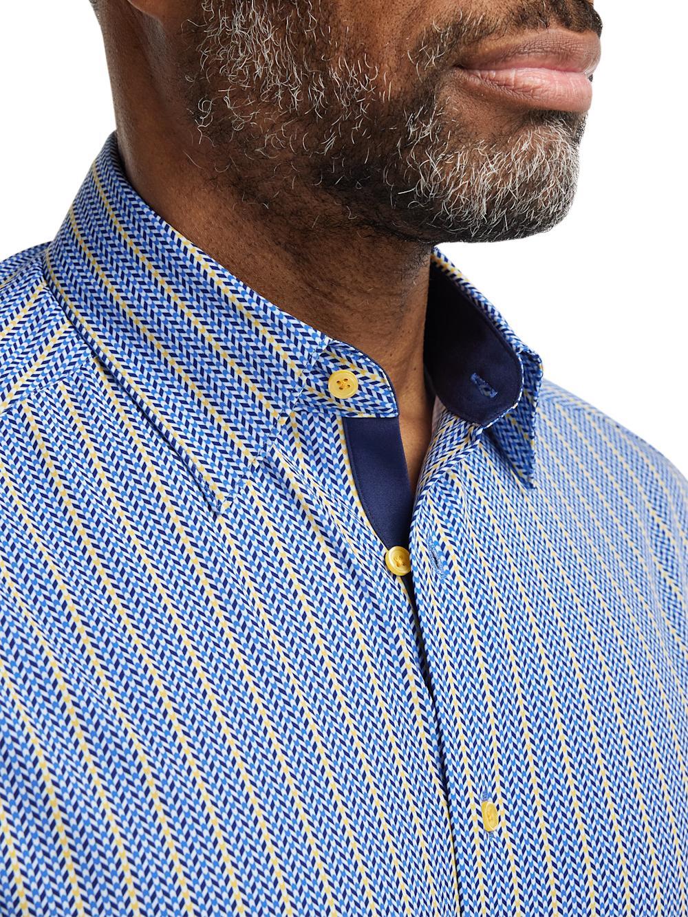 Performance Stretch Stripe Casual Shirt - Blue/yellow Product Image