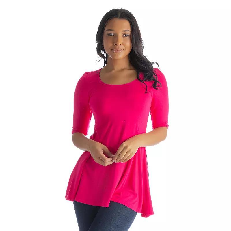 Women's 24Seven Comfort Apparel Elbow Sleeve Swing Tunic Top, Size: Medium, Carrot Product Image