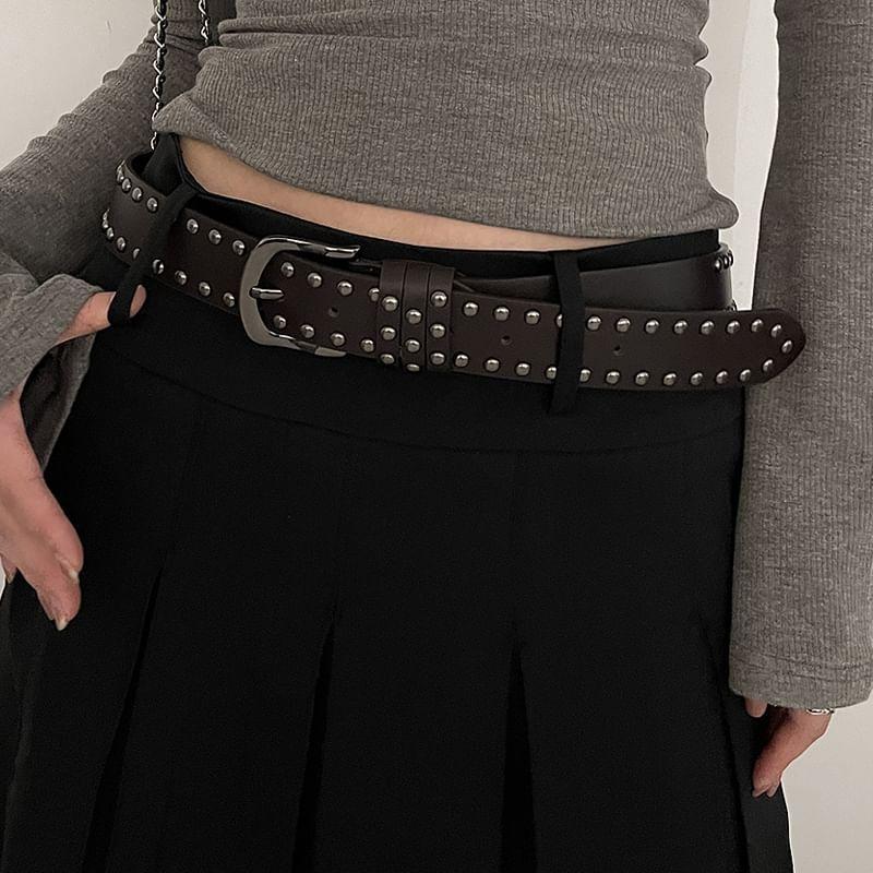 Studded Faux Leather Belt Product Image