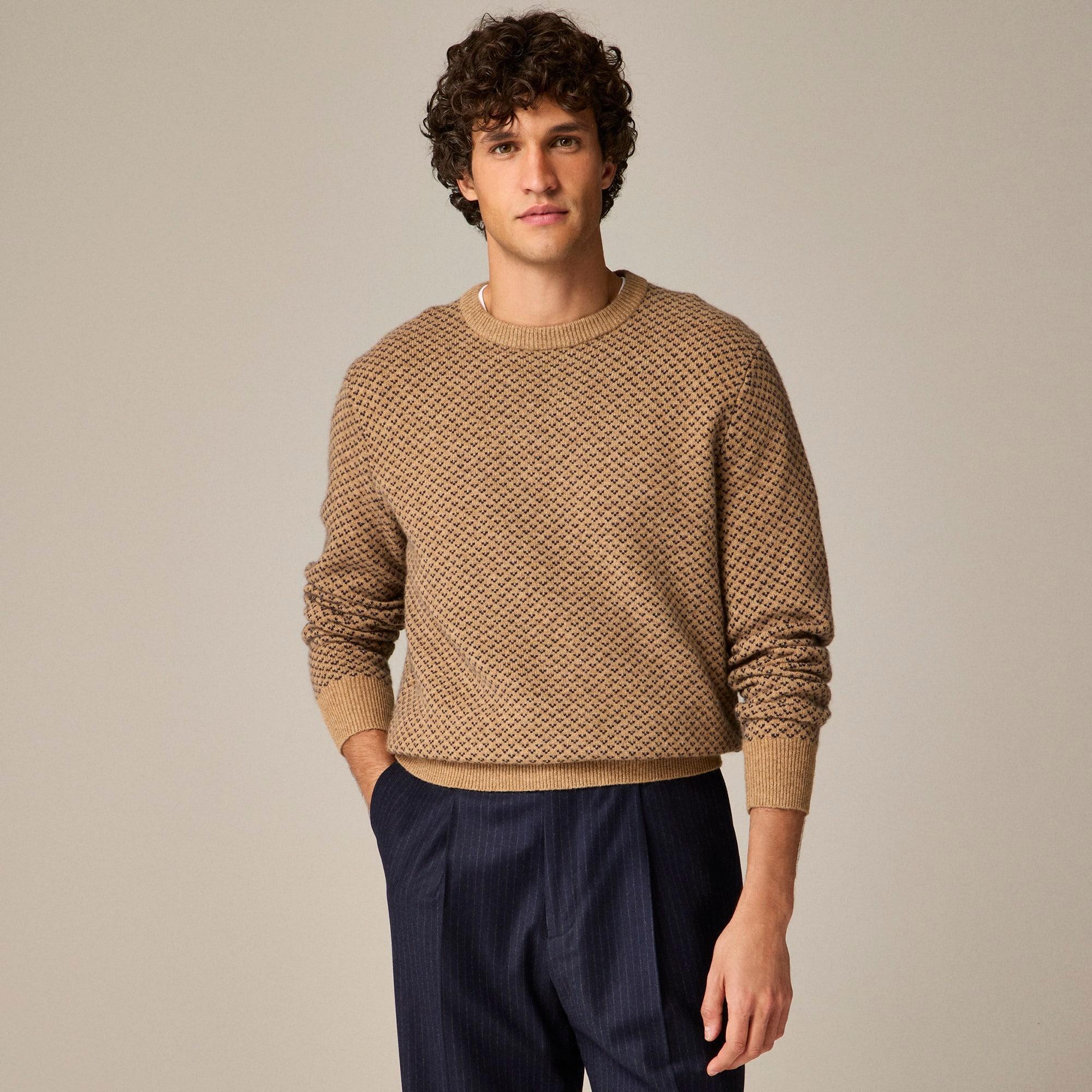 Rugged merino wool-blend bird's-eye sweater Product Image