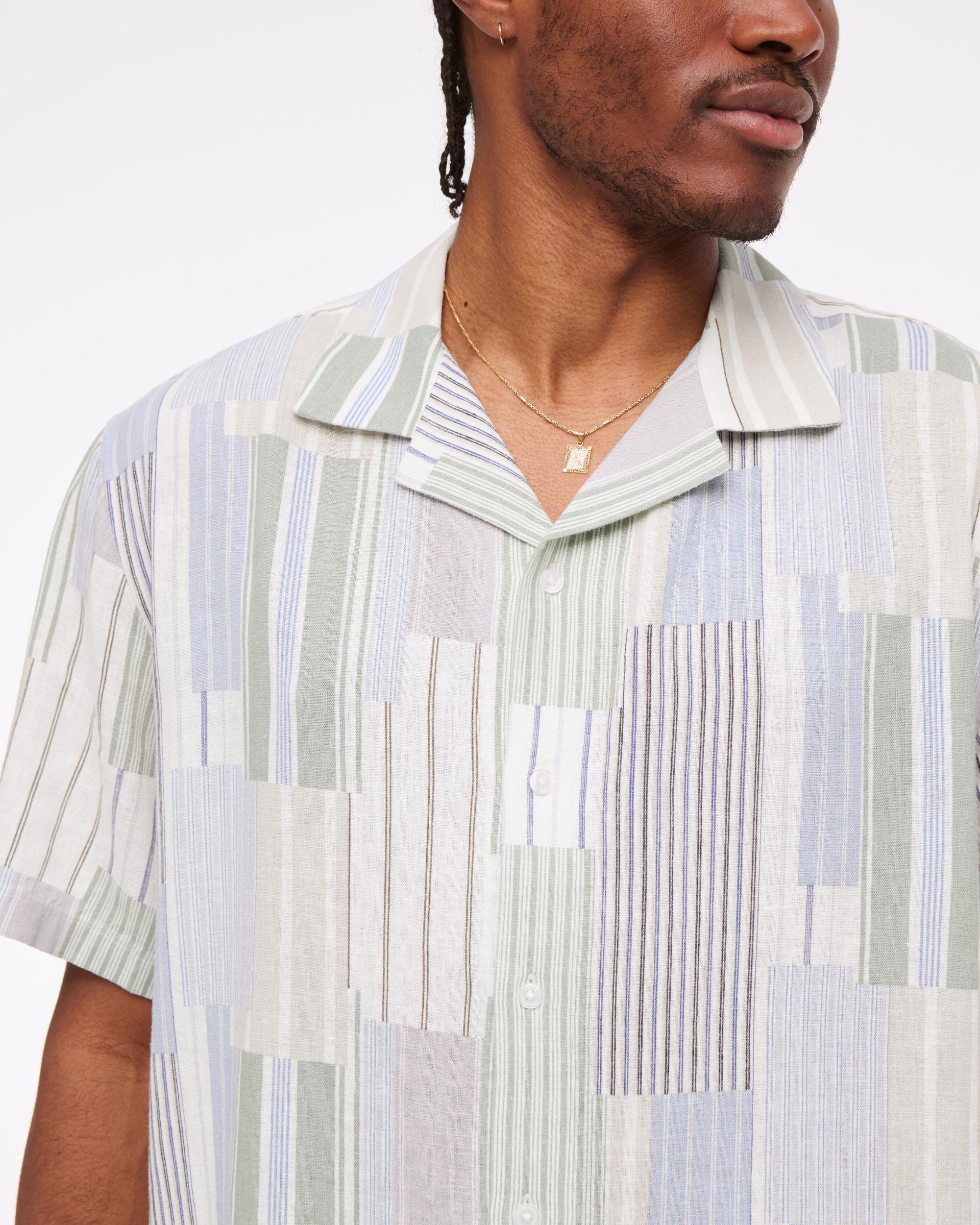 Camp Collar Summer Linen-Blend Shirt Product Image