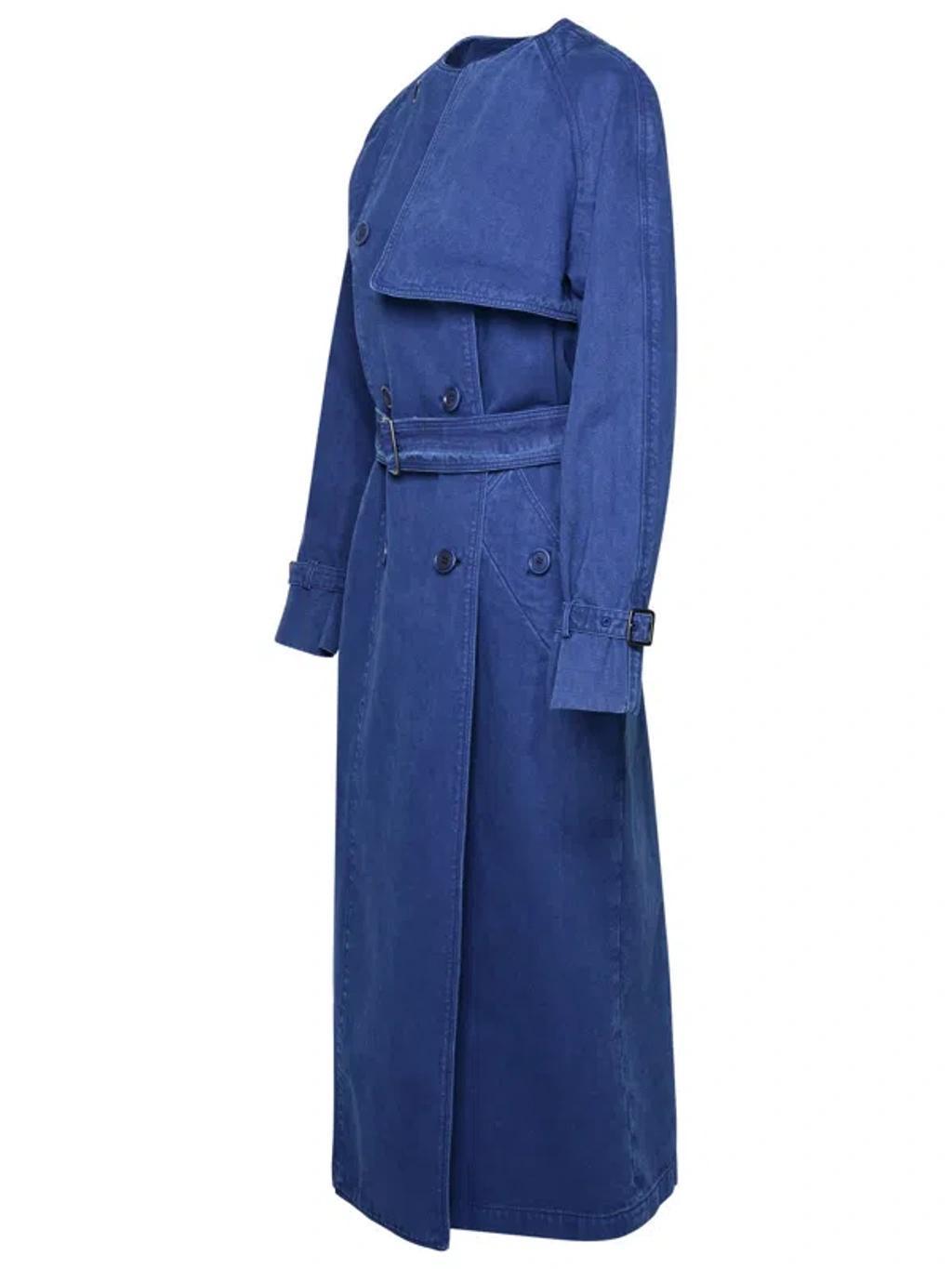 MAX MARA Calao Long Denim Trench Coat In Blue Product Image