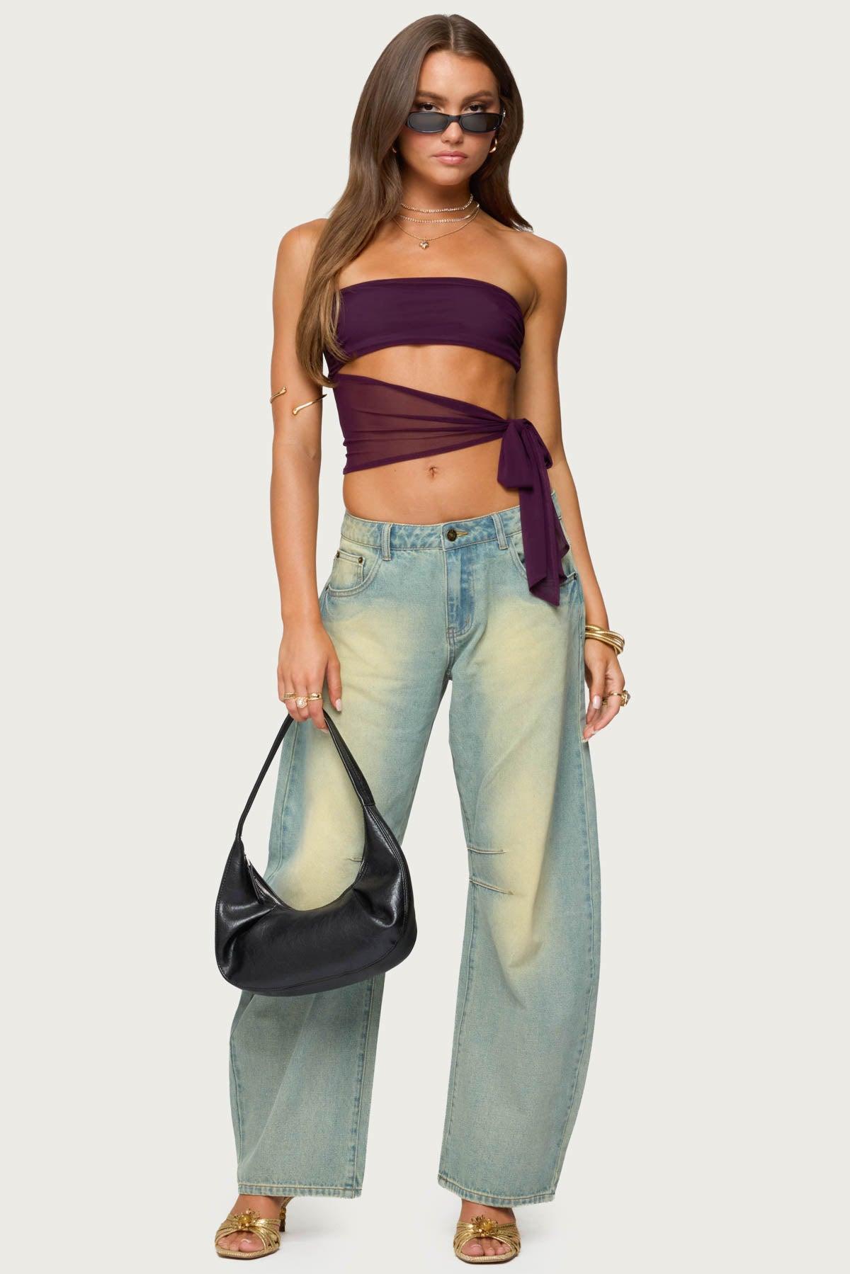 Amaro Strapless Side Tie Cut Out Top Product Image