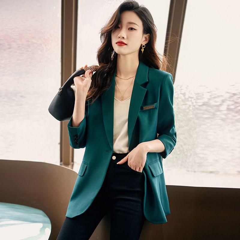 One Buttoned Plain Blazer Product Image