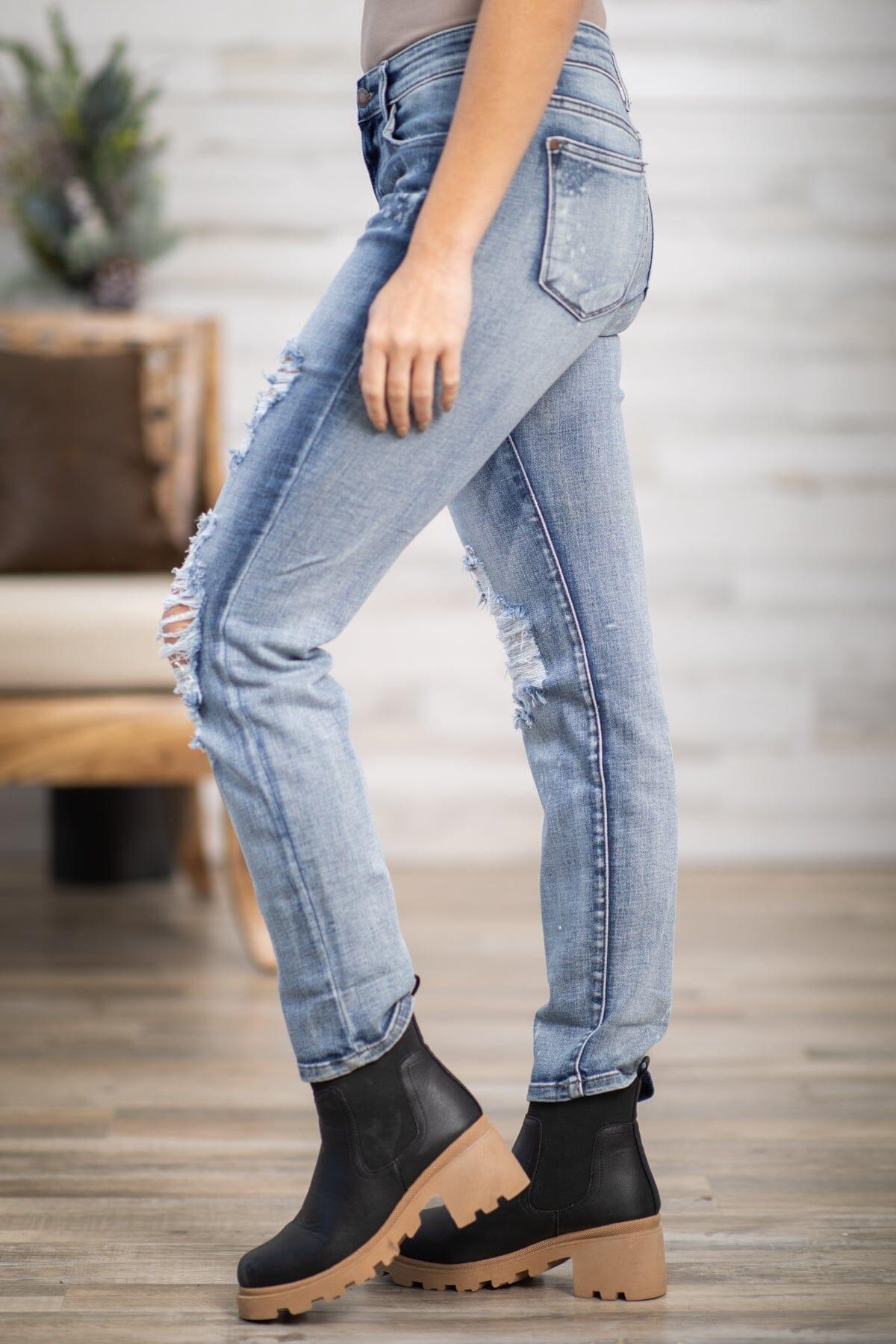 Judy Blue Bleached Distressed Boyfriend Jeans Product Image