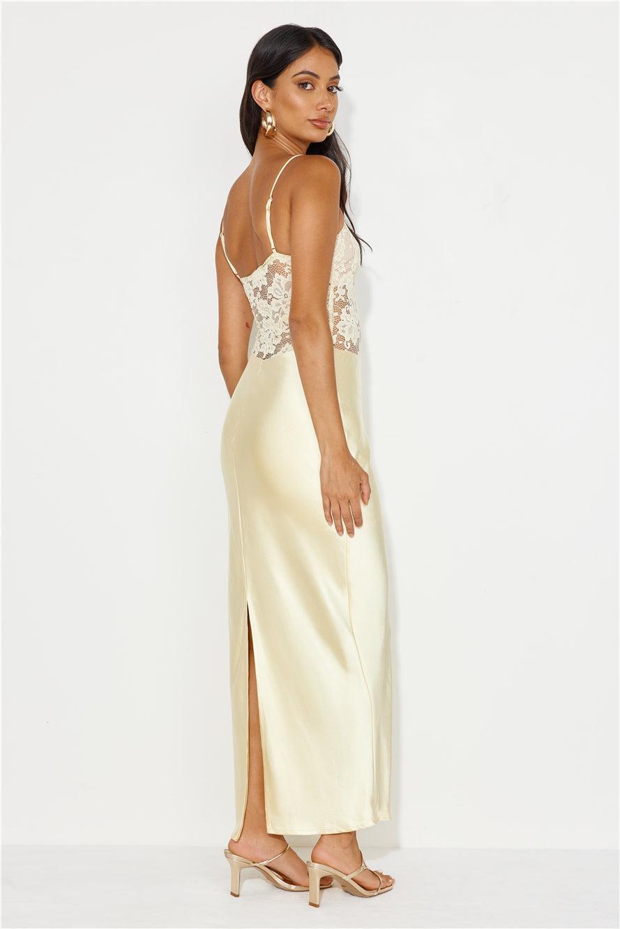 Switch On Satin Maxi Dress Yellow Product Image