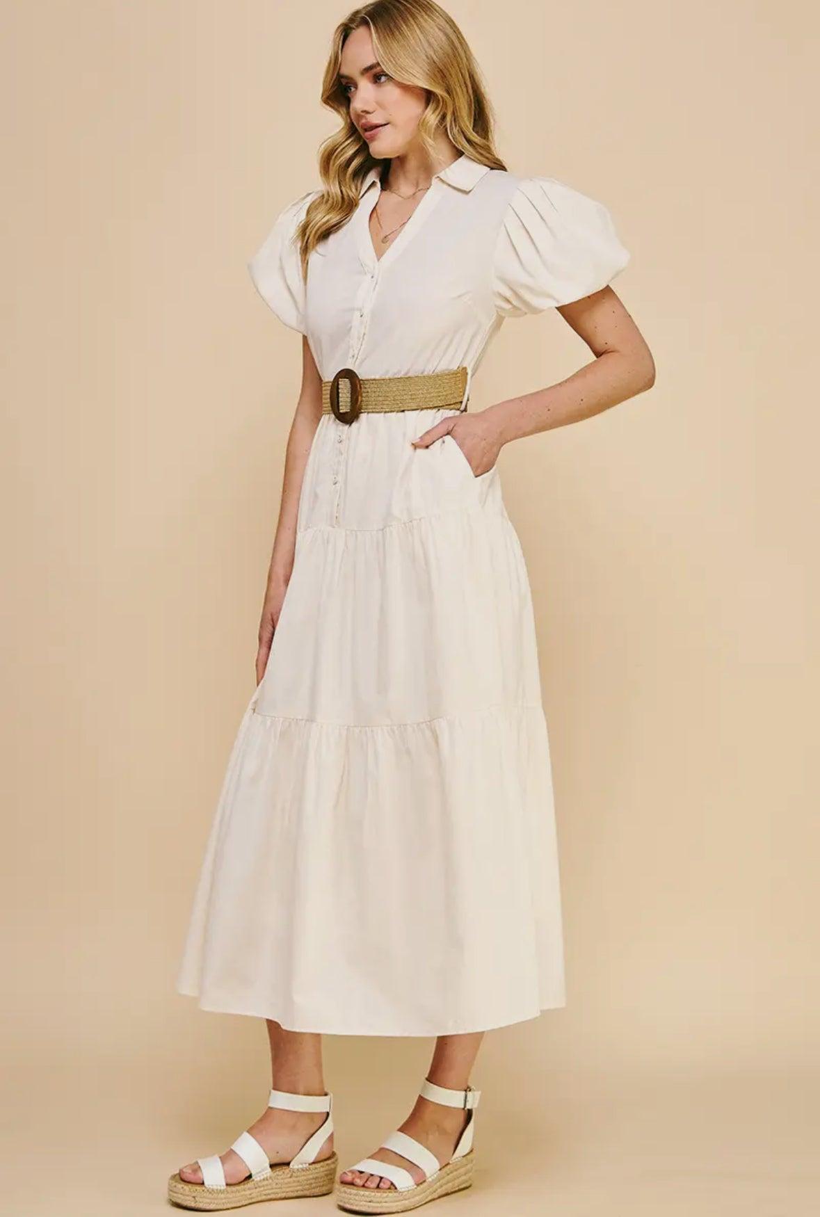 Buttondown Belted Maxi Dress Product Image