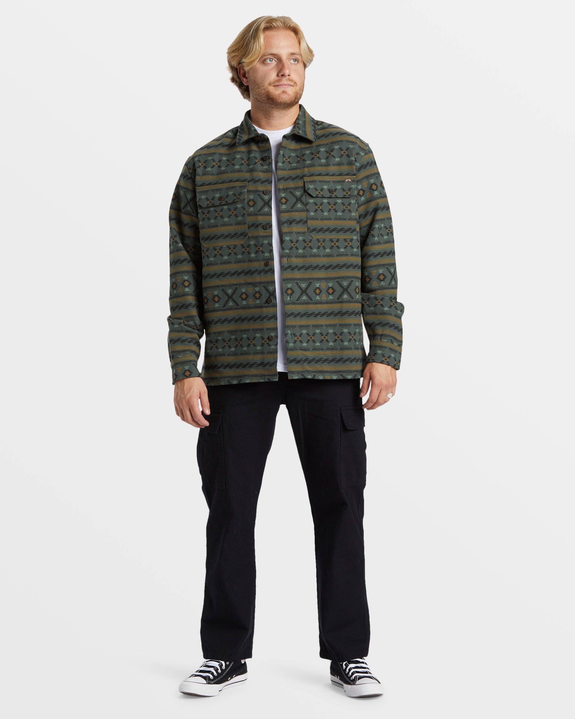 Offshore Jacquard Flannel Long Sleeve Shirt - Slate Green Male Product Image