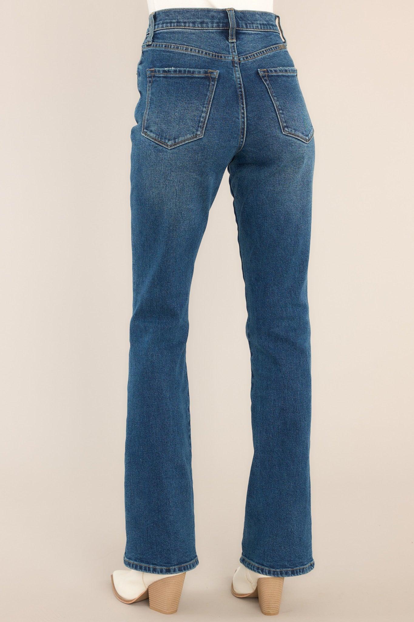 Charmed Life Dark Wash Straight Leg Jeans Blue Product Image