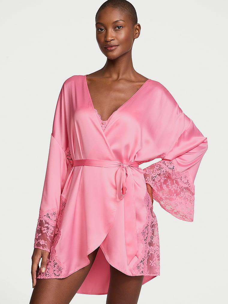 Victoria's Secret Dream Satin & Lace Trim Robe Product Image