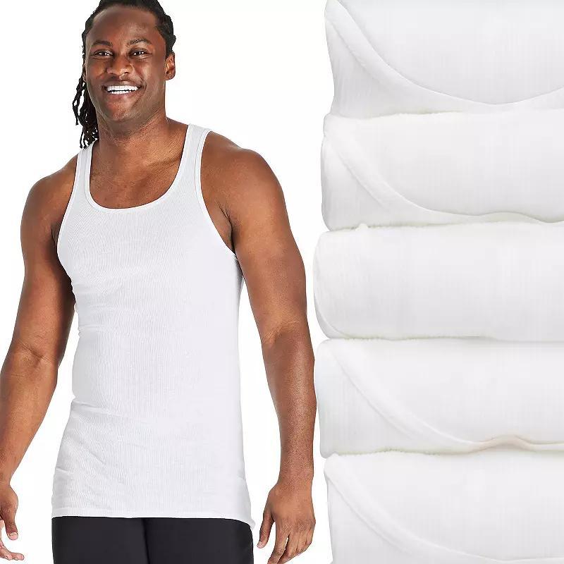 Tall Hanes Ultimate 5-Pack Men's White Cotton Tank Undershirt, Size: XL Tall Product Image