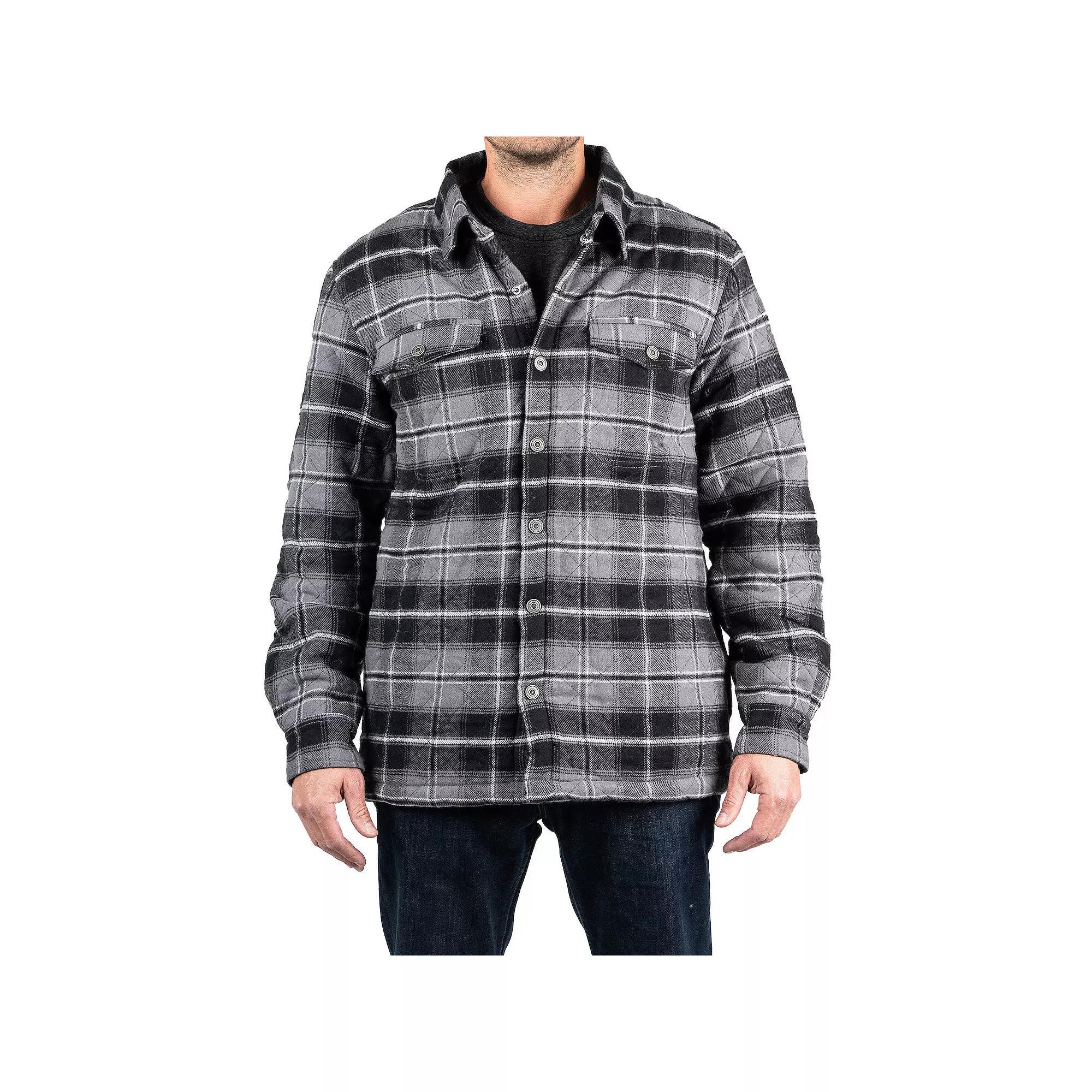 Men's Sonoma Goods For Life® Flannel Sherpa-Lined Shirt Jacket, Size: XL, Grey Black Product Image