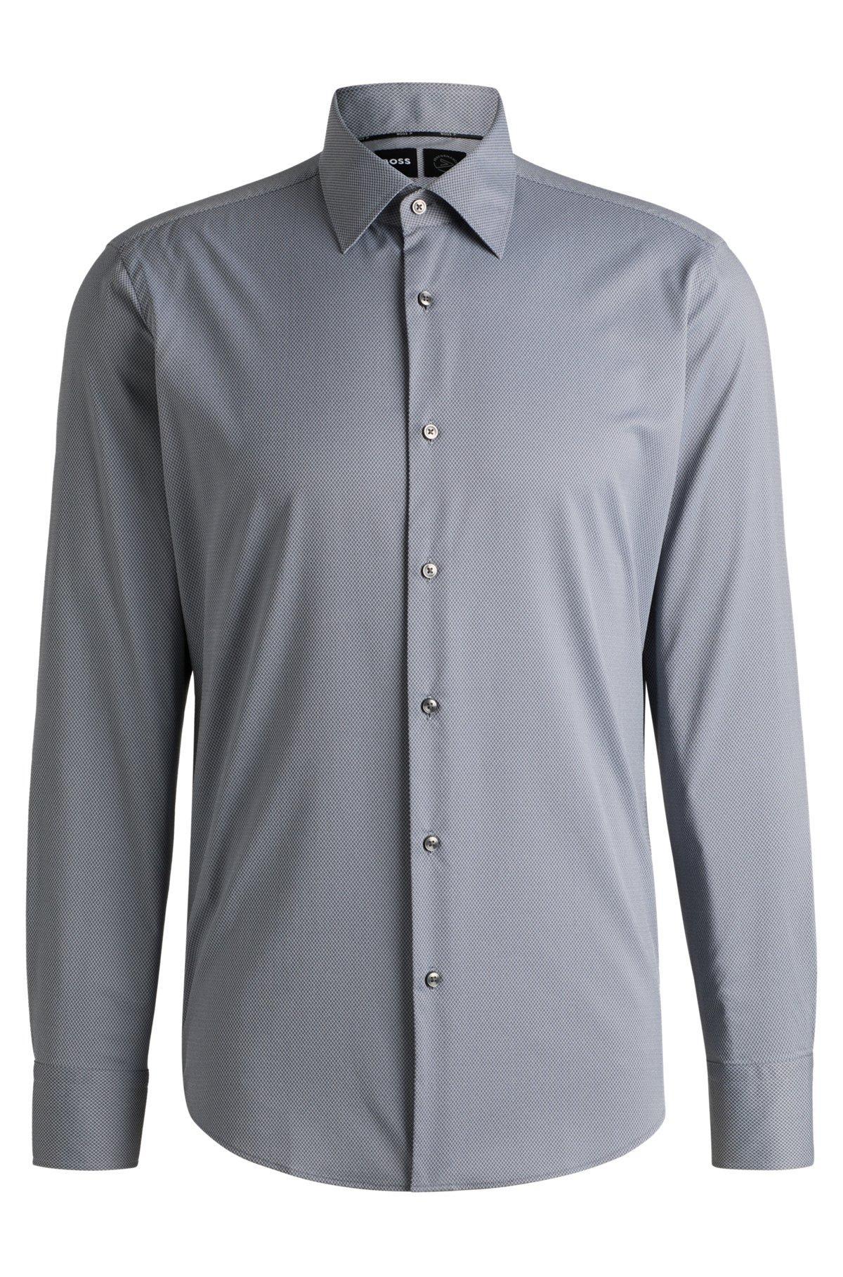 Regular-fit shirt in structured stretch fabric Product Image