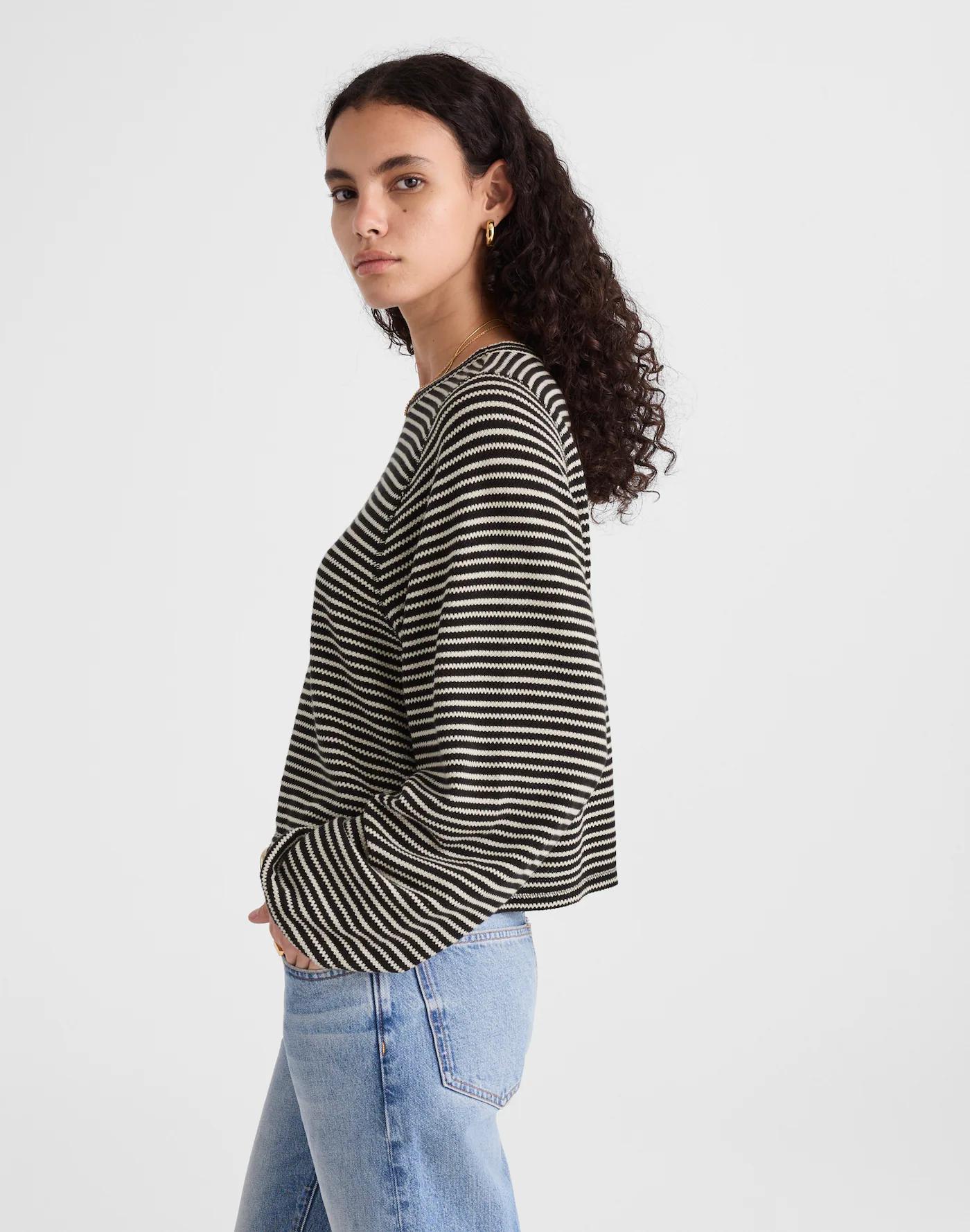 Striped Curved Long-Sleeve Tee Product Image