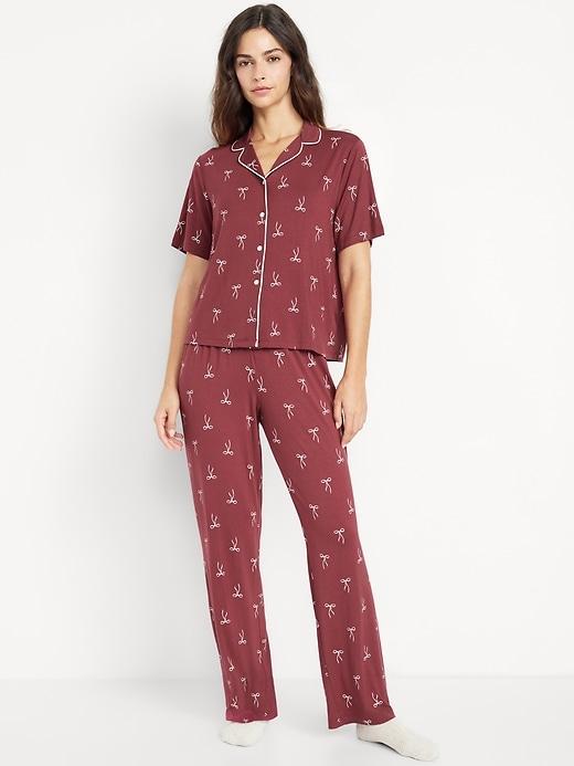 Mid-Rise Knit Jersey Pajama Pant Product Image