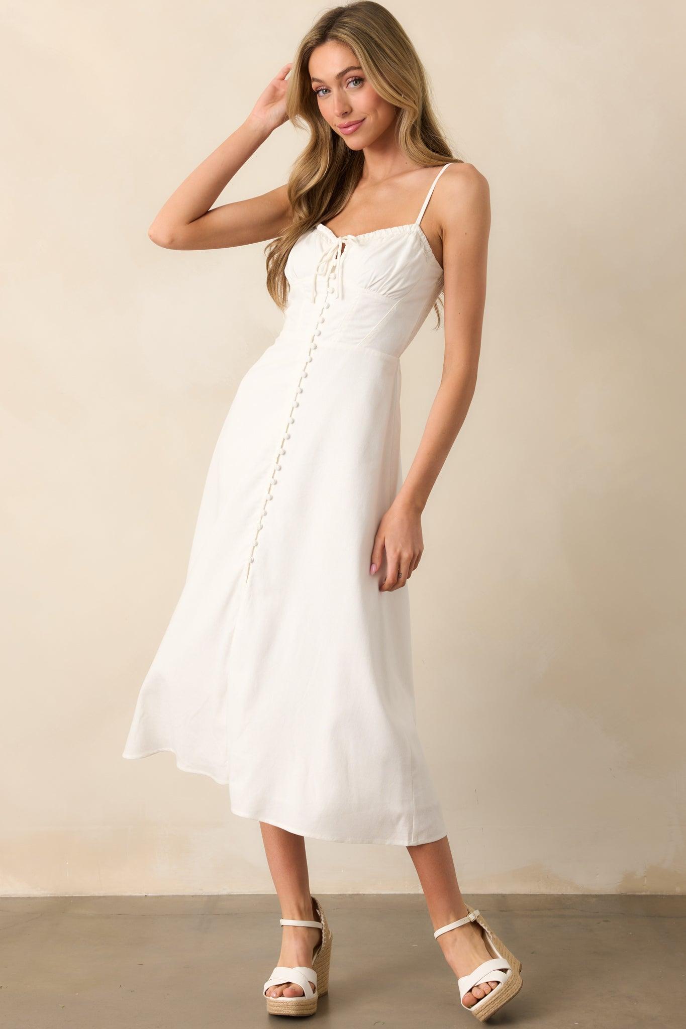Tailor Made For You Ivory Button Front Maxi Dress Product Image