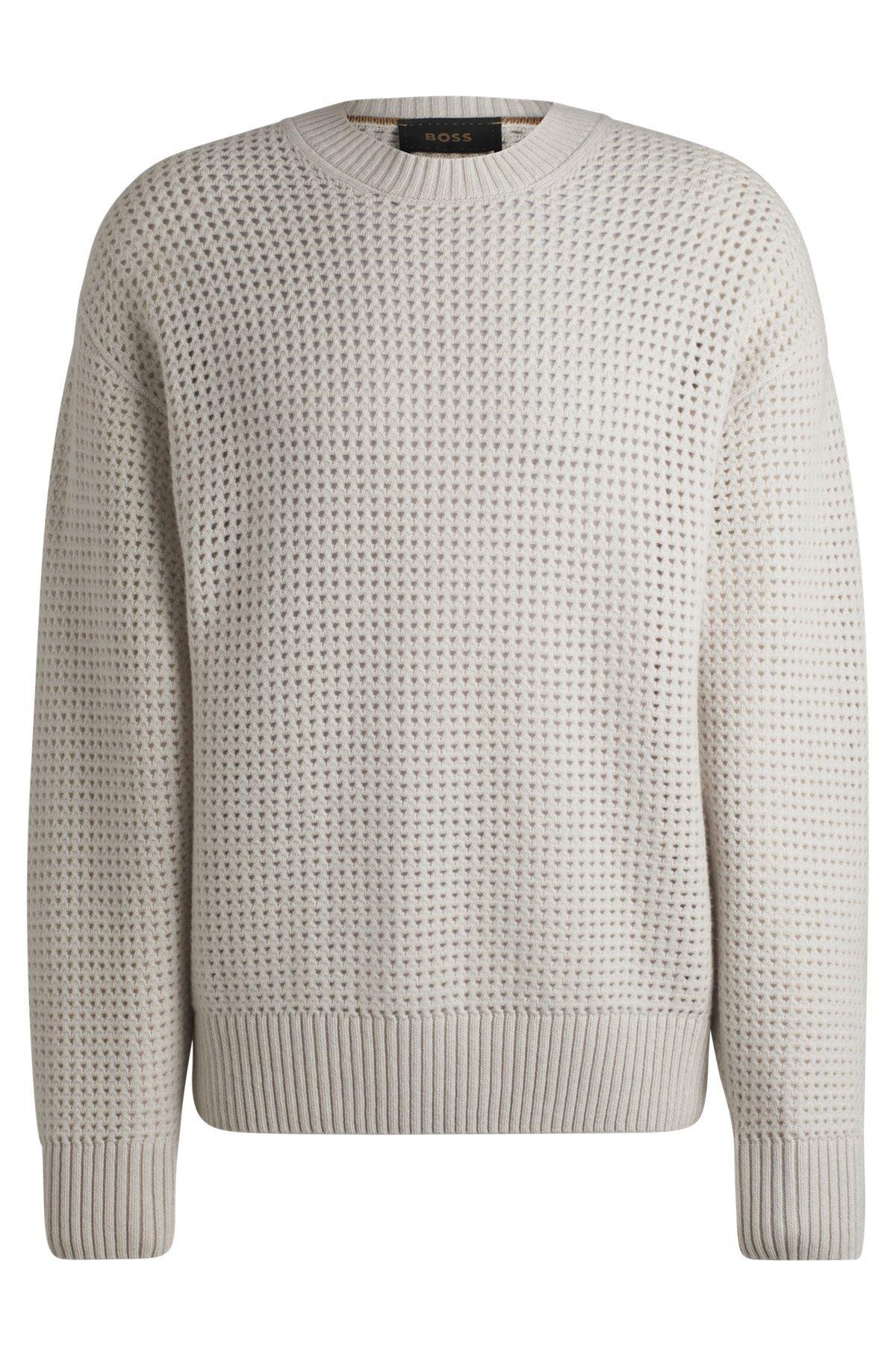 Relaxed-fit sweater in structured wool and cashmere Product Image
