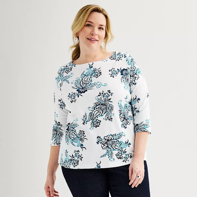 Plus Size Croft & Barrow Boatneck Top, Womens Product Image