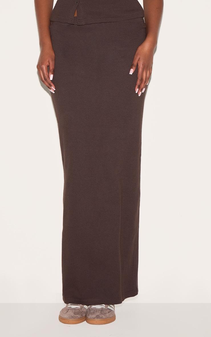 Chocolate Ribbed Maxi Skirt Product Image