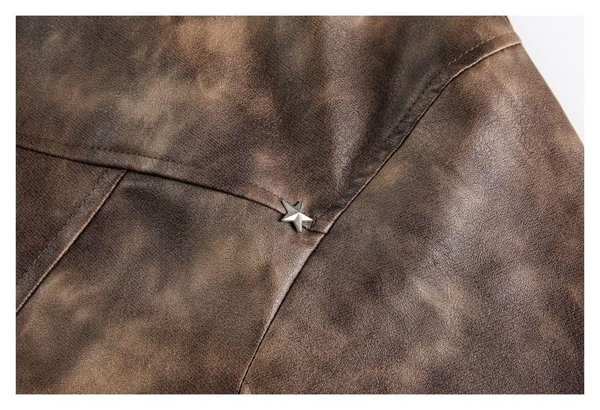 Faux-Leather Polo Jacket Product Image