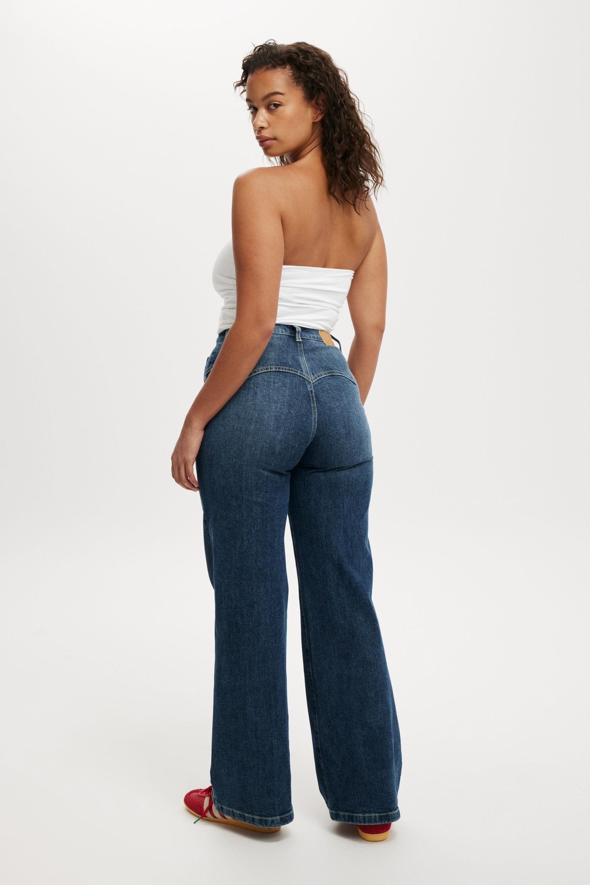 Cotton On Women - Curvy Stretch Wide Jean - Deepwater blue/western Product Image