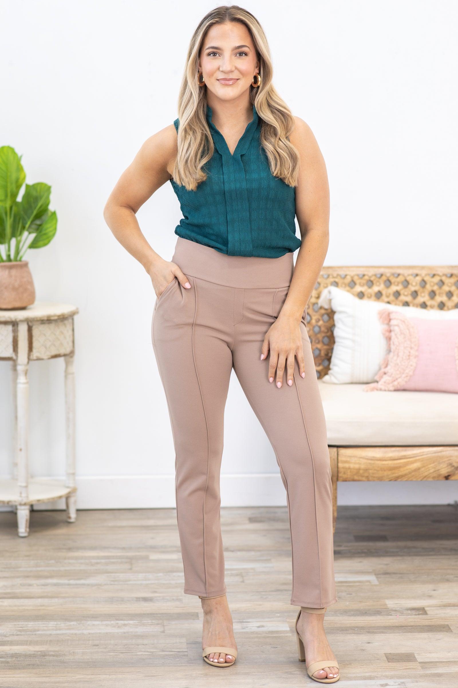 Mocha Solid Straight Fit Pants Product Image