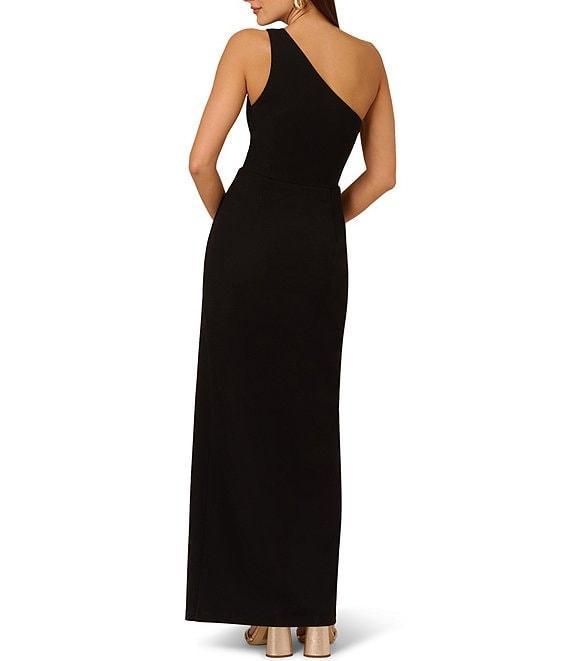 Adrianna by Adrianna Papell Crepe One Shoulder Neck Sleeveless Mesh Side Long Dress Product Image