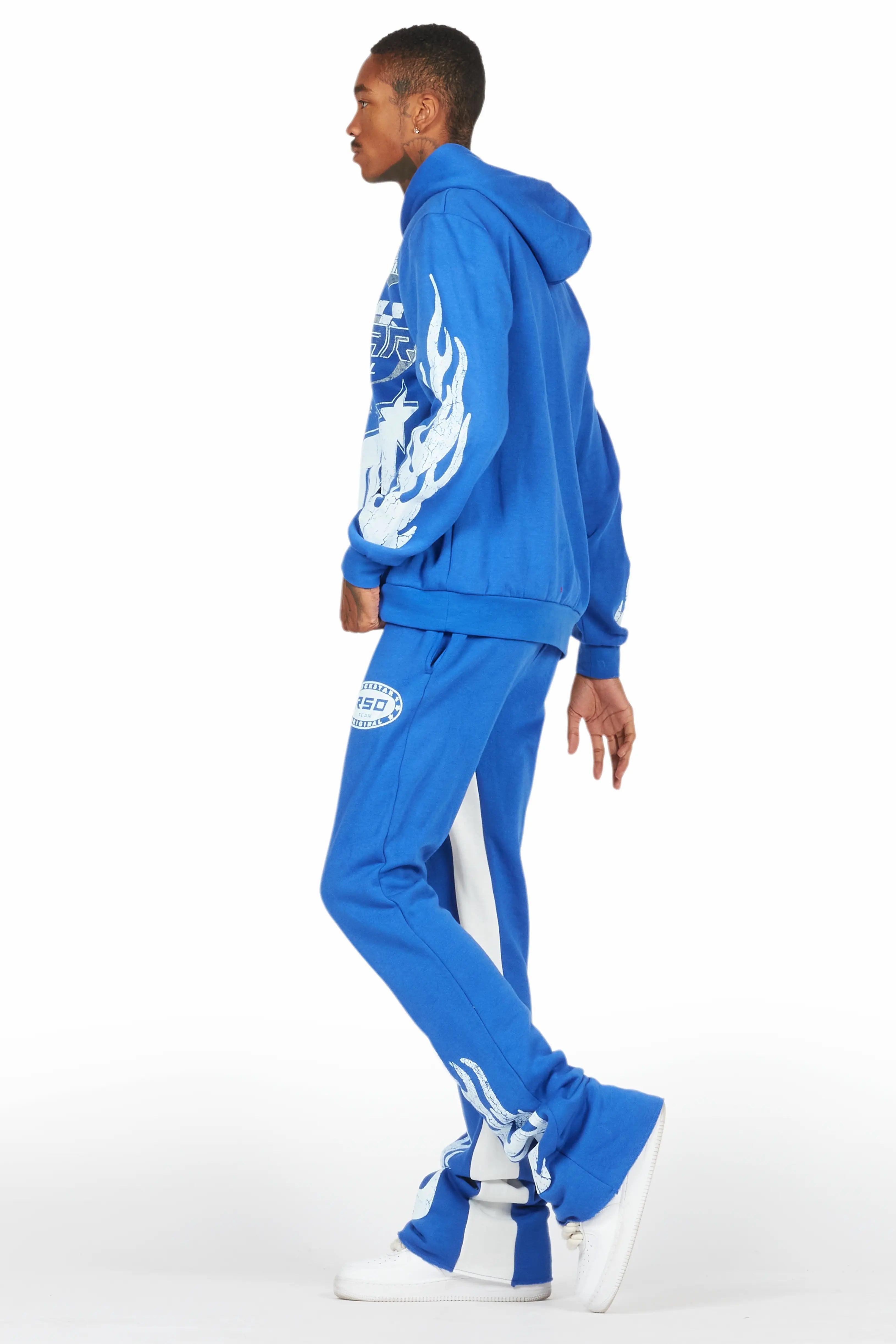 Amos Royal Blue Hoodie/Baggy Track Pant Set Male Product Image