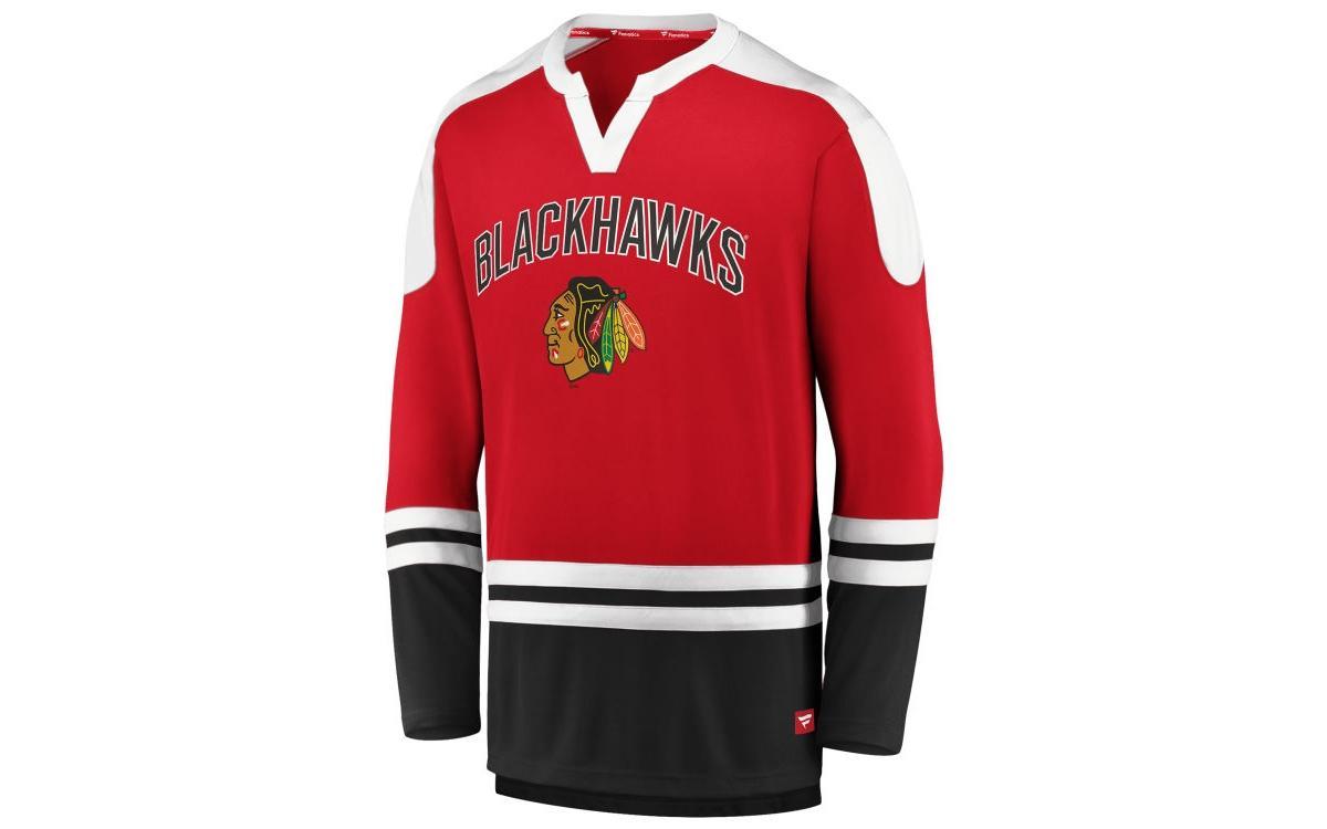 Men's Fanatics Branded Red/Black Chicago Blackhawks Iconic Slapshot Long Sleeve T-Shirt, Size: Small Product Image