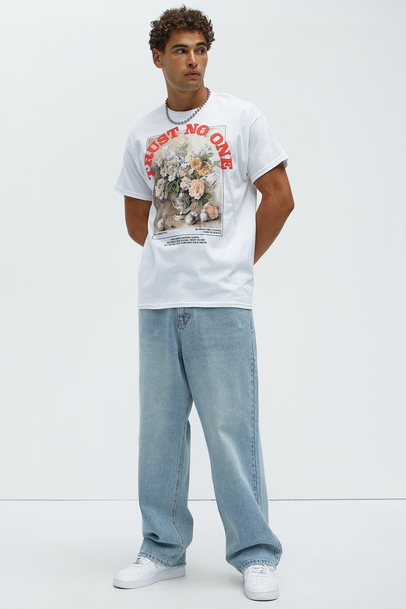 No More Flowers Short Sleeve Tee - White Product Image