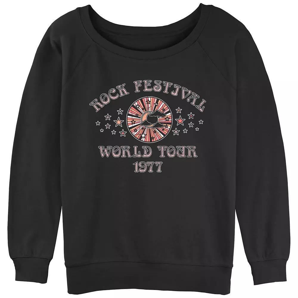 Juniors' Rock Festival World Tour 1977 Slouchy Terry Graphic Pullover, Women's, Size: Small, Black Product Image