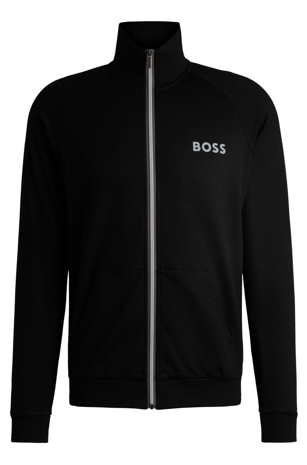 Cotton-terry zip-up jacket with logo print Product Image