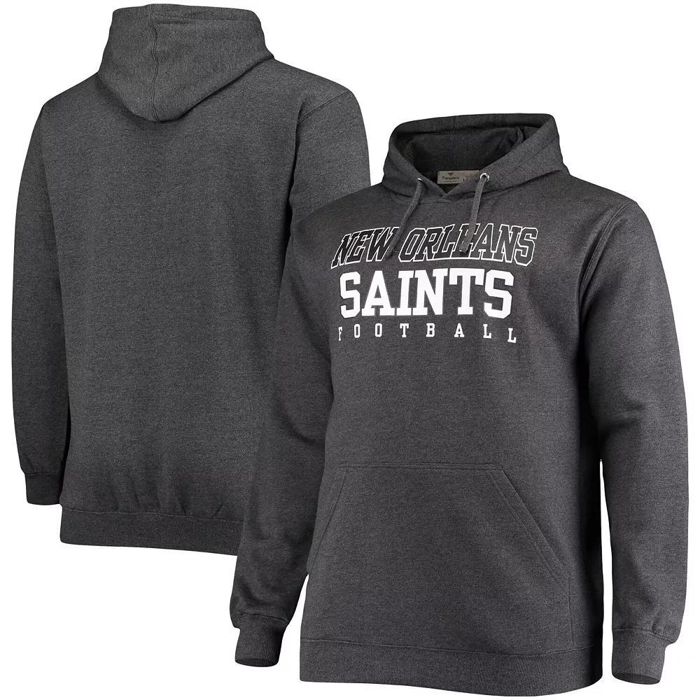 Men's Fanatics Branded Heathered Charcoal New Orleans Saints Big & Tall Practice Pullover Hoodie, Size: 5XB Product Image