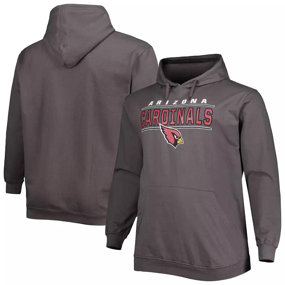 Mens Charcoal Arizona Cardinals Big & Tall Logo Pullover Hoodie Product Image