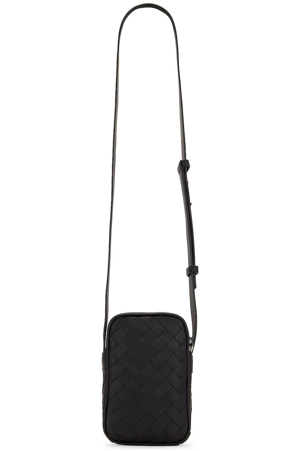 BOTTEGA VENETA Structured Phone Pouch In Black Silver Product Image