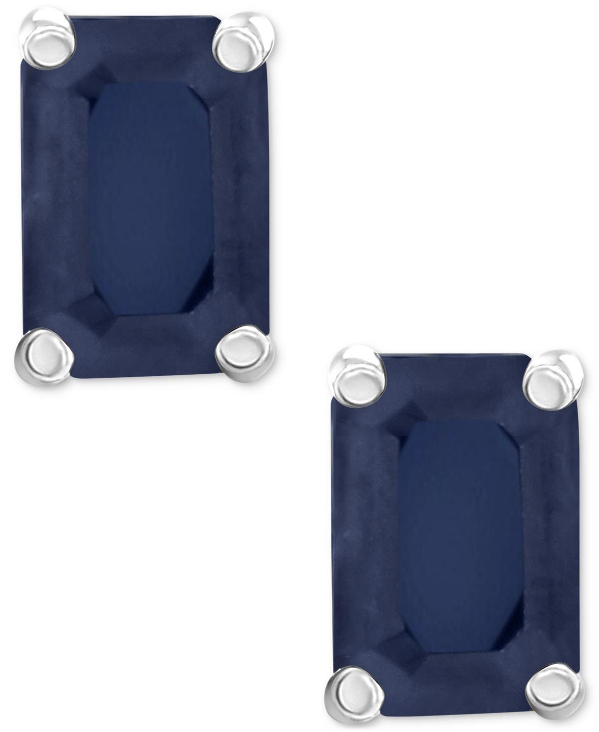 Celebration Gems 14k Gold Emerald Cut Sapphire Stud Earrings, Women's, 14k Whgold Product Image