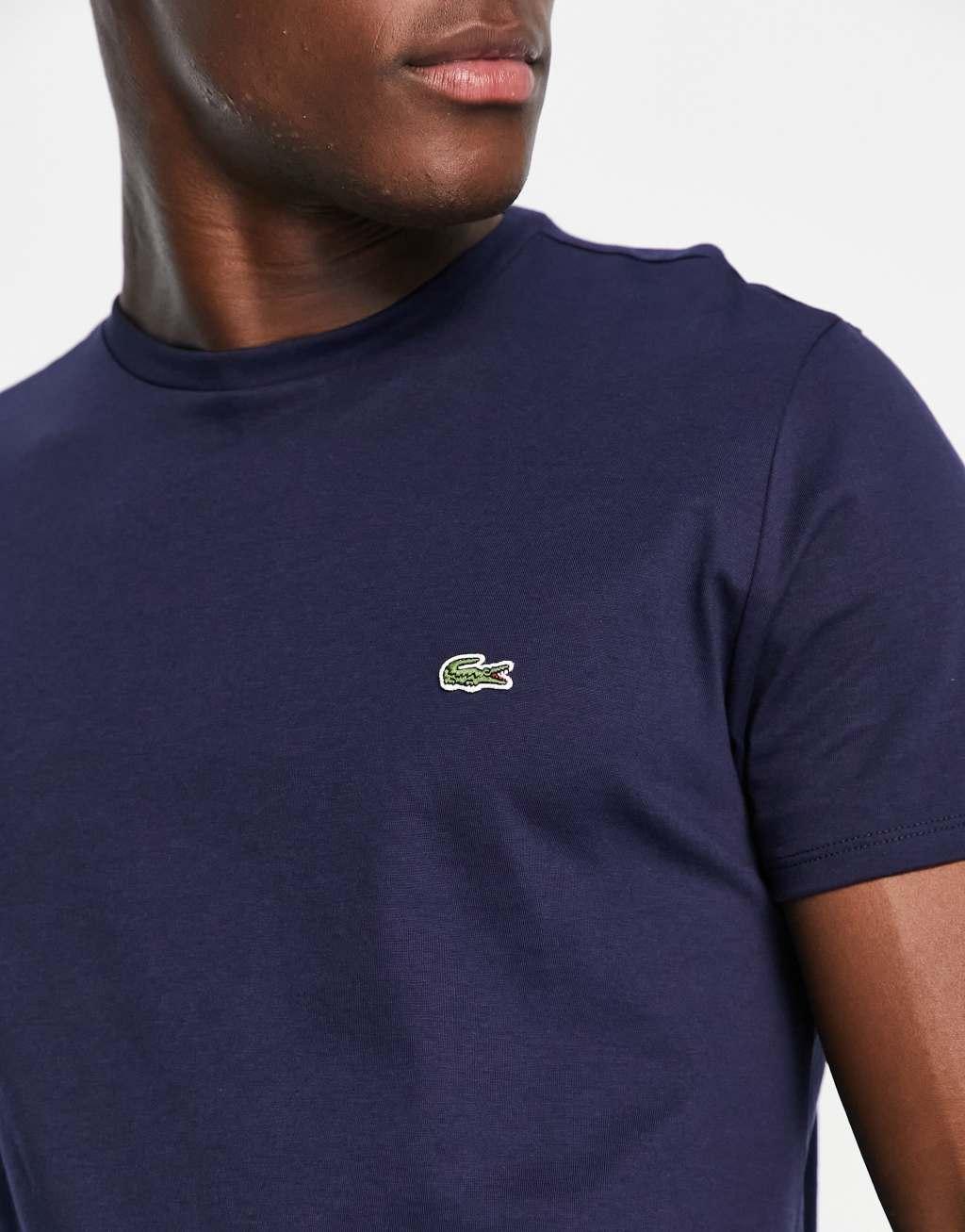 Lacoste logo pima cotton t-shirt in navy Product Image