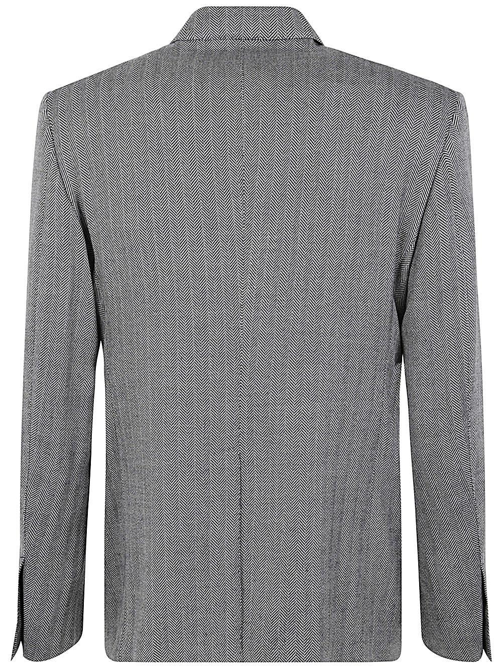 TOM FORD Wool Silk Linen Herringbone Shelton Jacket In Light Grey Product Image