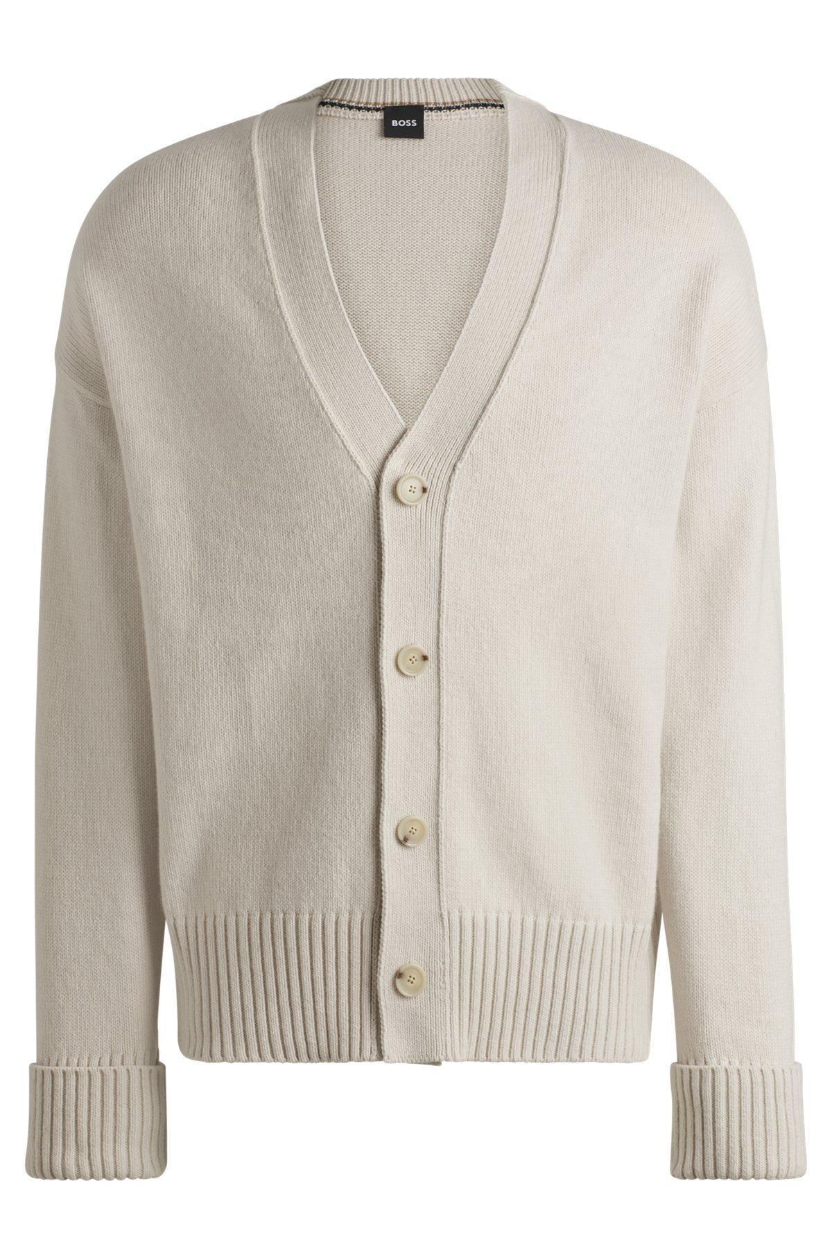 Relaxed-fit cardigan with button front and ribbed cuffs Product Image