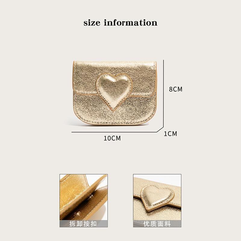 Heart Applique Faux Leather Short Wallet Product Image