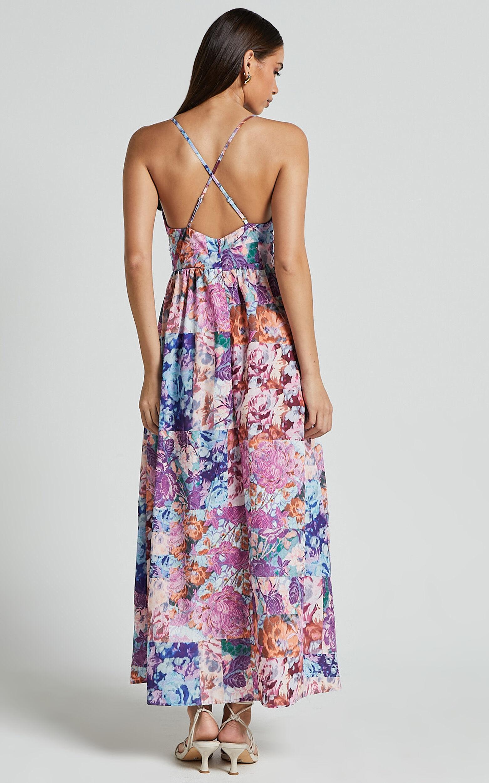 Lara Midi Dress - Cross back Dress in Vintage Garden Print Product Image