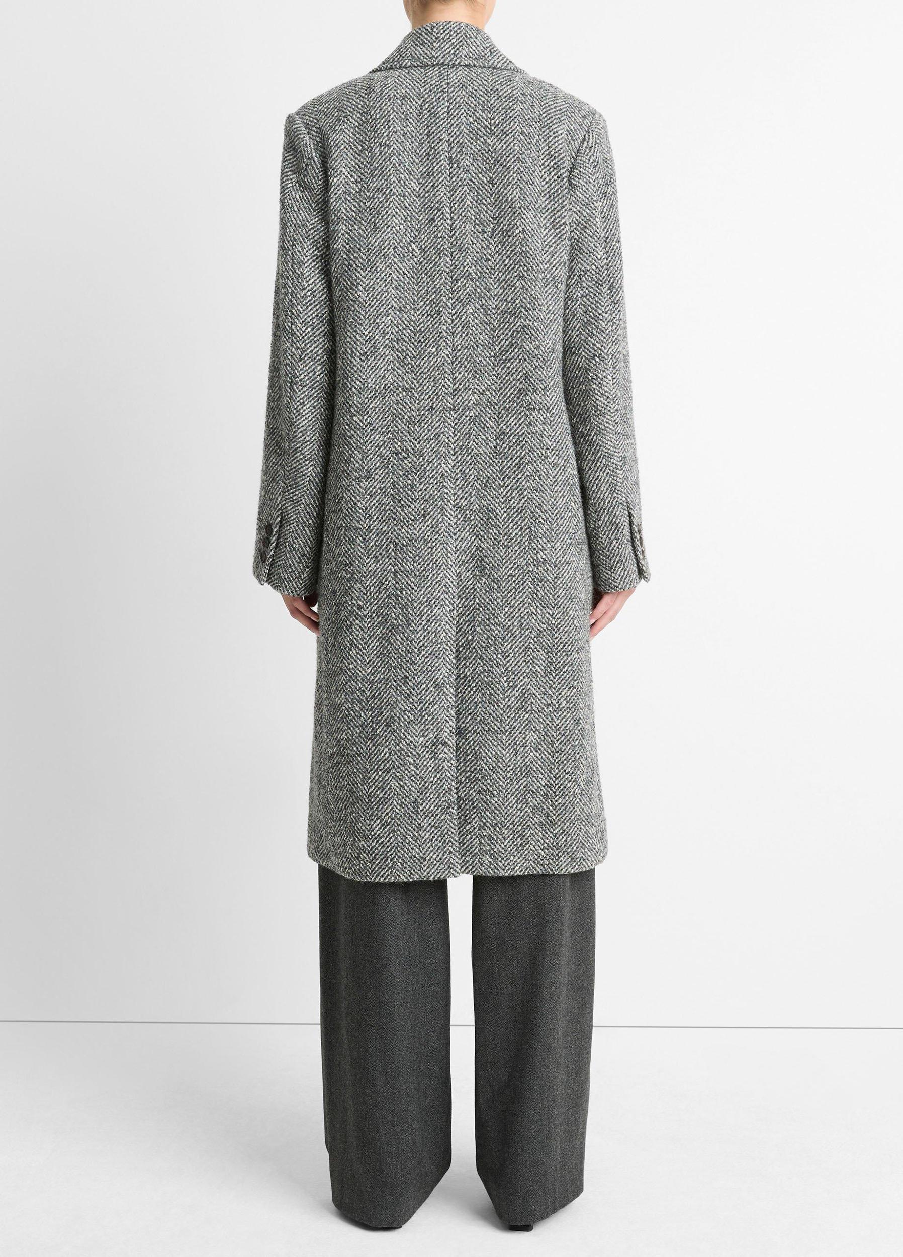 Italian Herringbone Wool-Blend Double-Breasted Coat Product Image