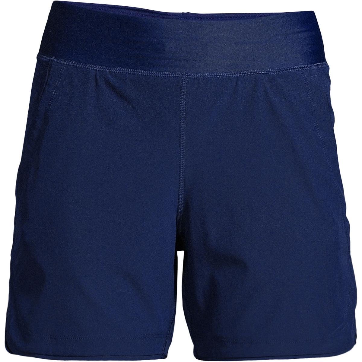 Petite Lands End 5 Quick Dry Elastic Waist Board Shorts Swim Cover-up, Womens Deep Blue Product Image