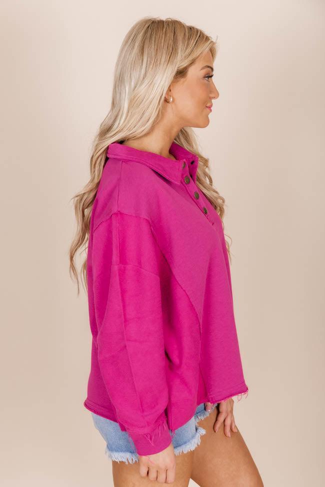 All You Can See Magenta Raw Hem Pullover FINAL SALE Product Image