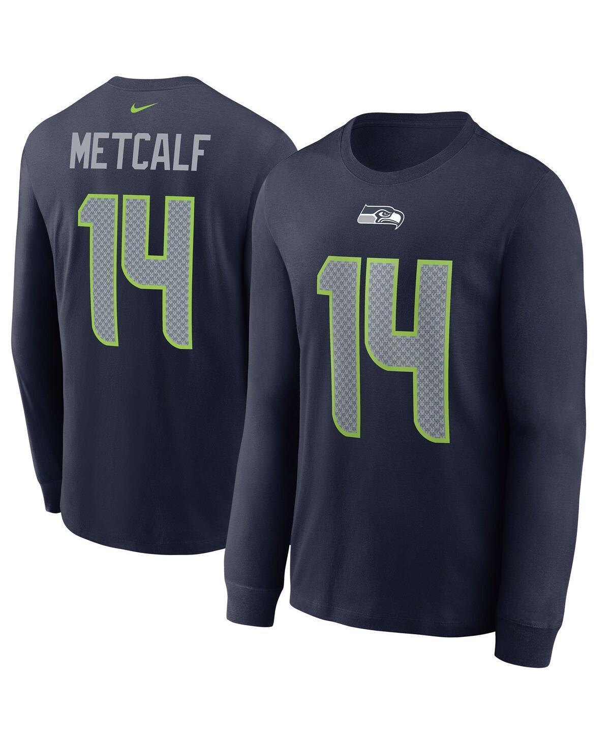 Men's Nike DK Metcalf Navy Seattle Seahawks Player Name & Number Long Sleeve T-Shirt, Size: XL, Blue Product Image